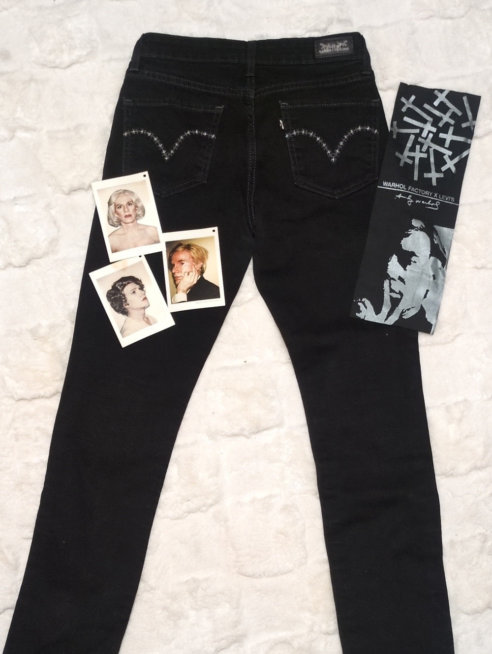 Levi's, Andy Warhol Series Black High-Rise Skinny Jeans with Back Pocket Stitch